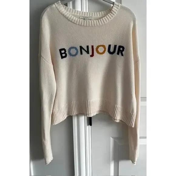 Z. Supply Sienna Bonjour Sweater Knit Sweater Small Ivory/Sandstone - Picture 3 of 7